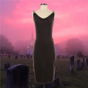 Bailey 44 Brown cowl neck open back Midi Dress with woven straps size S